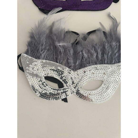 Halloween Feather Mask Costume Accessory Mardi Gras Dress Up Party bundle - Picture 7 of 9